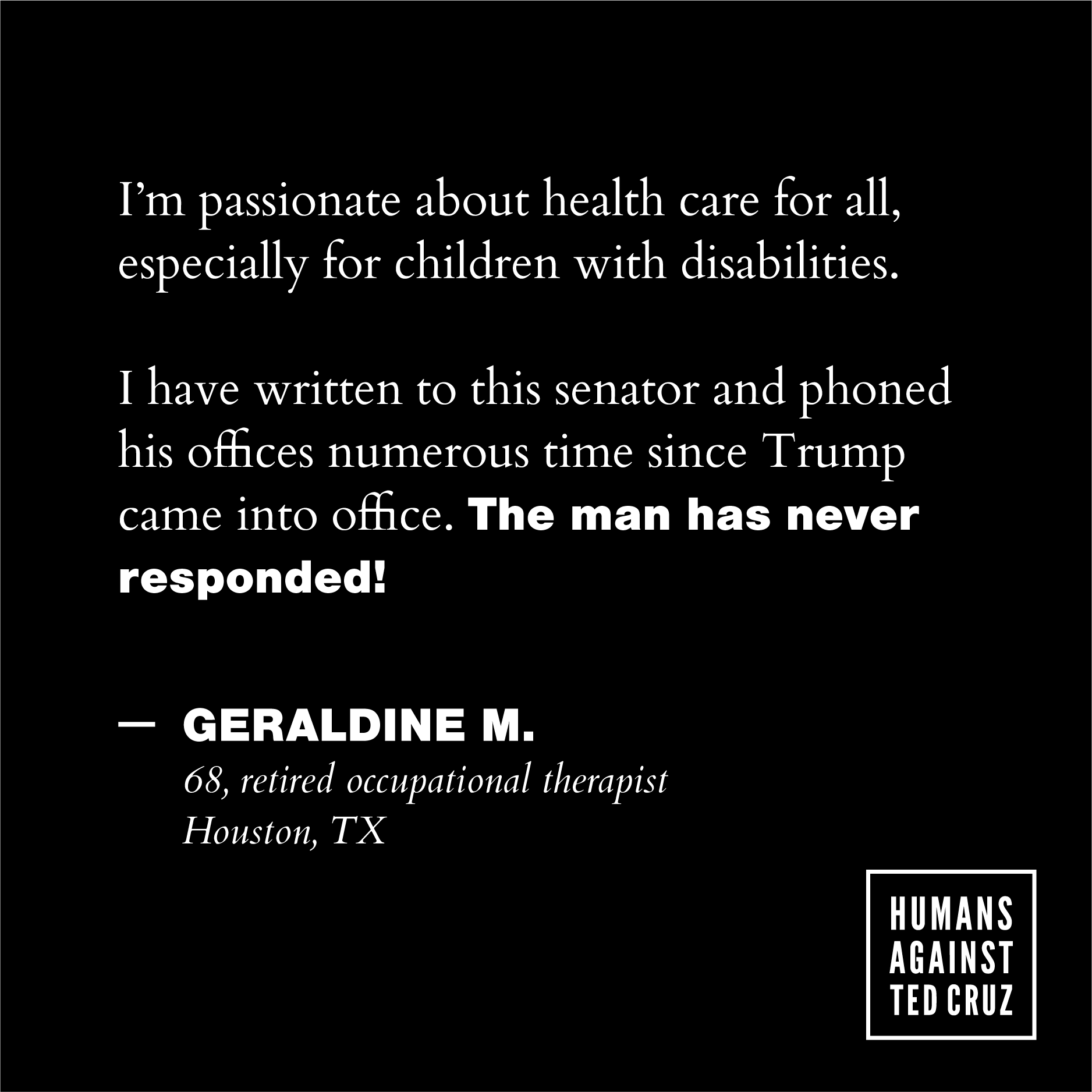 Humans Against Ted Cruz Geraldine