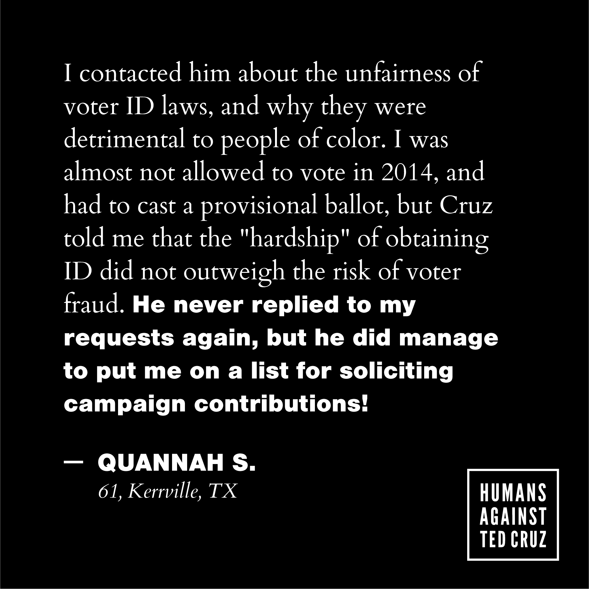 Humans Against Ted Cruz Quannah