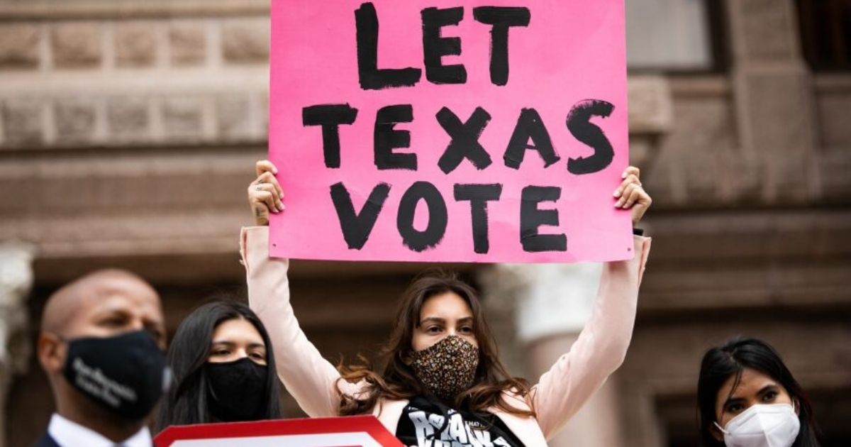 Protest sign supporting voting rights