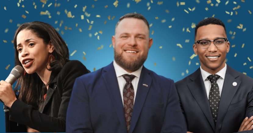 Democratic candidates Amanda Edwards, Taylor Rehmet, and Christian Menefee