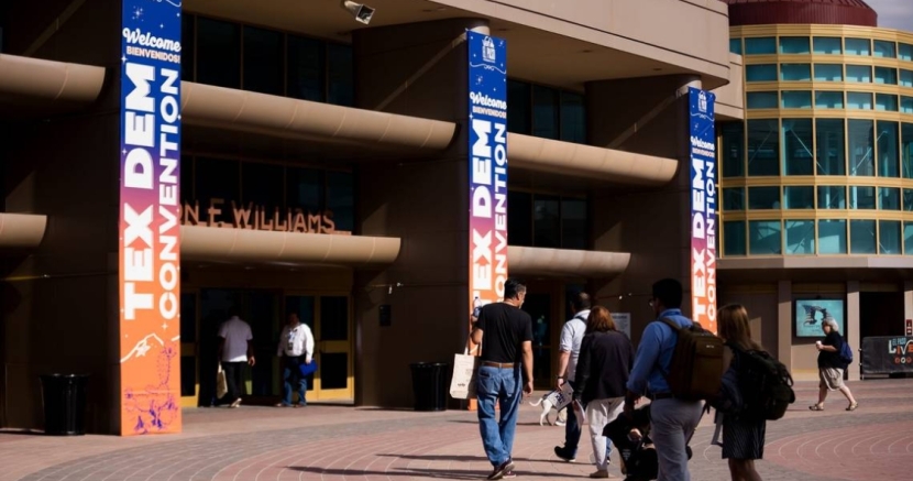Attendees enter the El Paso Convention Center for the Texas Democratic Party Convention on June 7 in El Paso. 