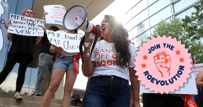 Diana megaphone Diana Gomez speaking into a megaphone