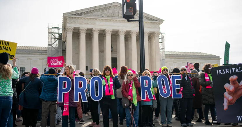 Pro-choice protesters outside the Supreme Court Building