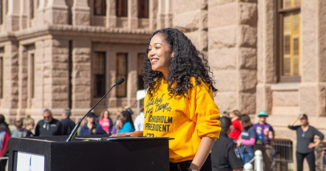 Royce Brooks speaking at the Women's March ATX: Rally at the Capitol
