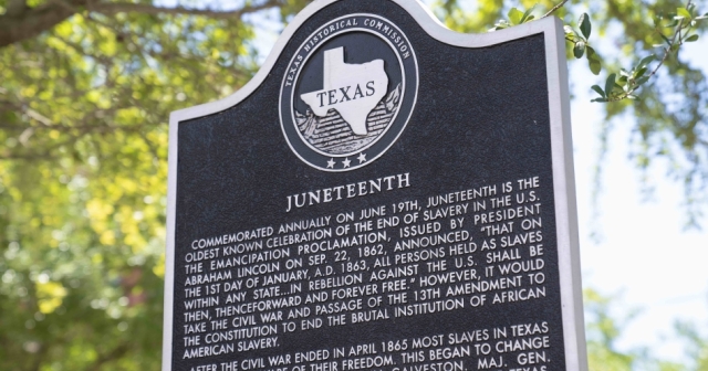 Juneteenth historical marker in Galveston, Texas