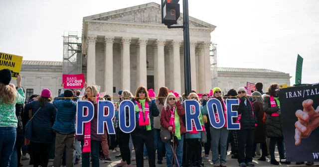Pro-choice protesters outside the Supreme Court Building